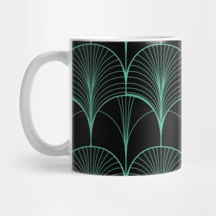 Teal Art Deco Fan Pattern Mug